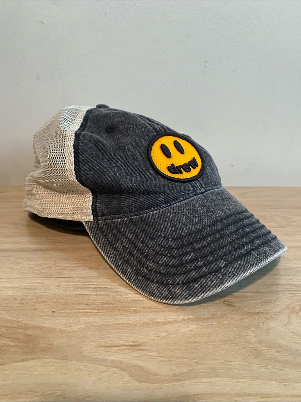 Drew House Mascot Team Trucker Hat Faded Black Smiley Snapback